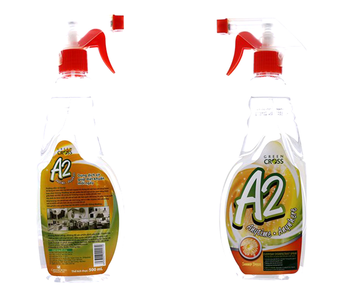 Dung dịch xịt diệt khuẩn Green Cross A2 hương Cam chai 500ml