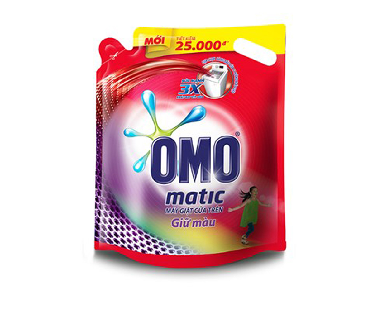 Nước giặt Omo Matic Cửa trên Giữ màu túi 2,4kg