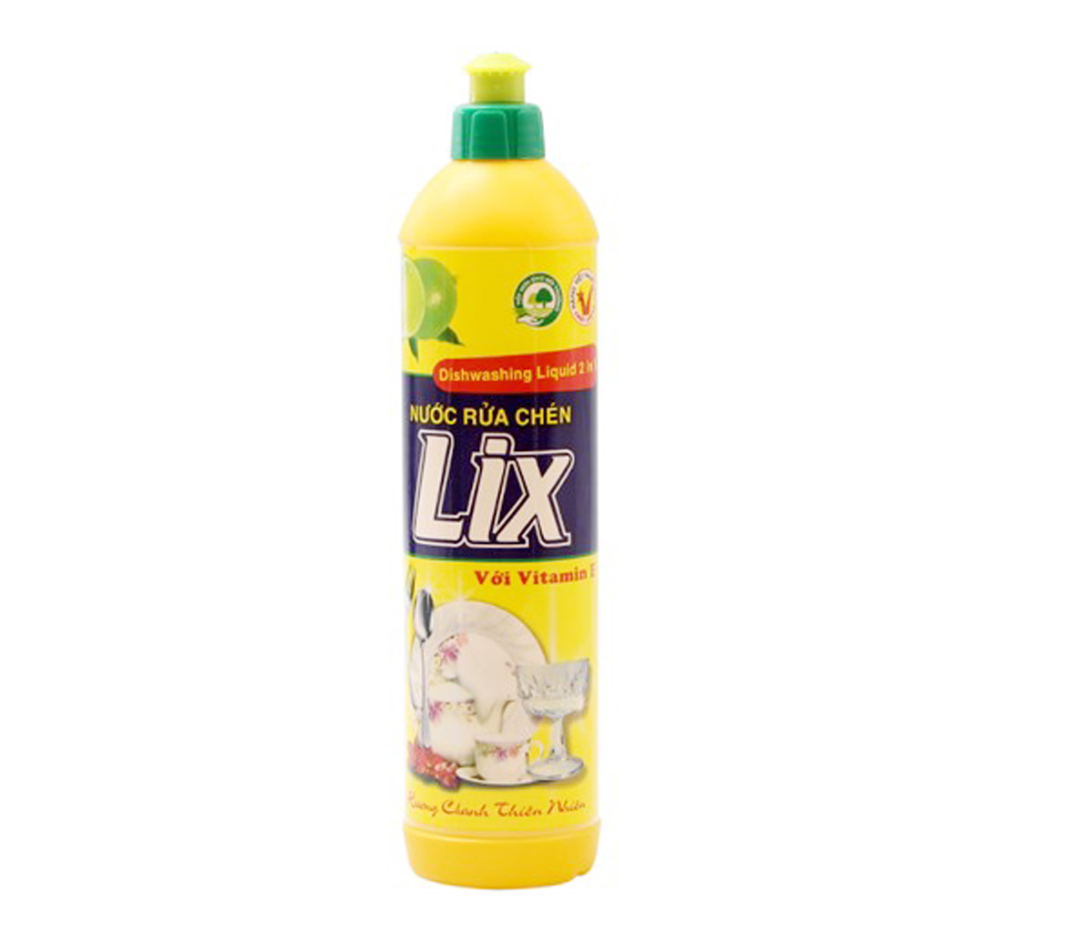 Nước rửa chén Lix Vitamin E hương Chanh chai 800g