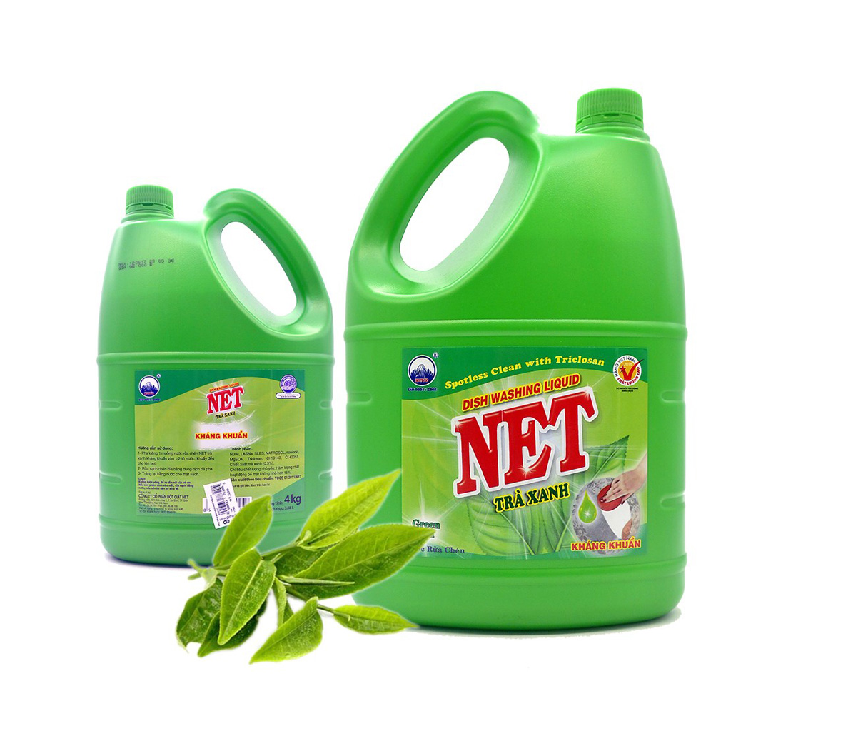 Nước rửa chén Net Kháng khuẩn hương Trà Xanh can 4kg