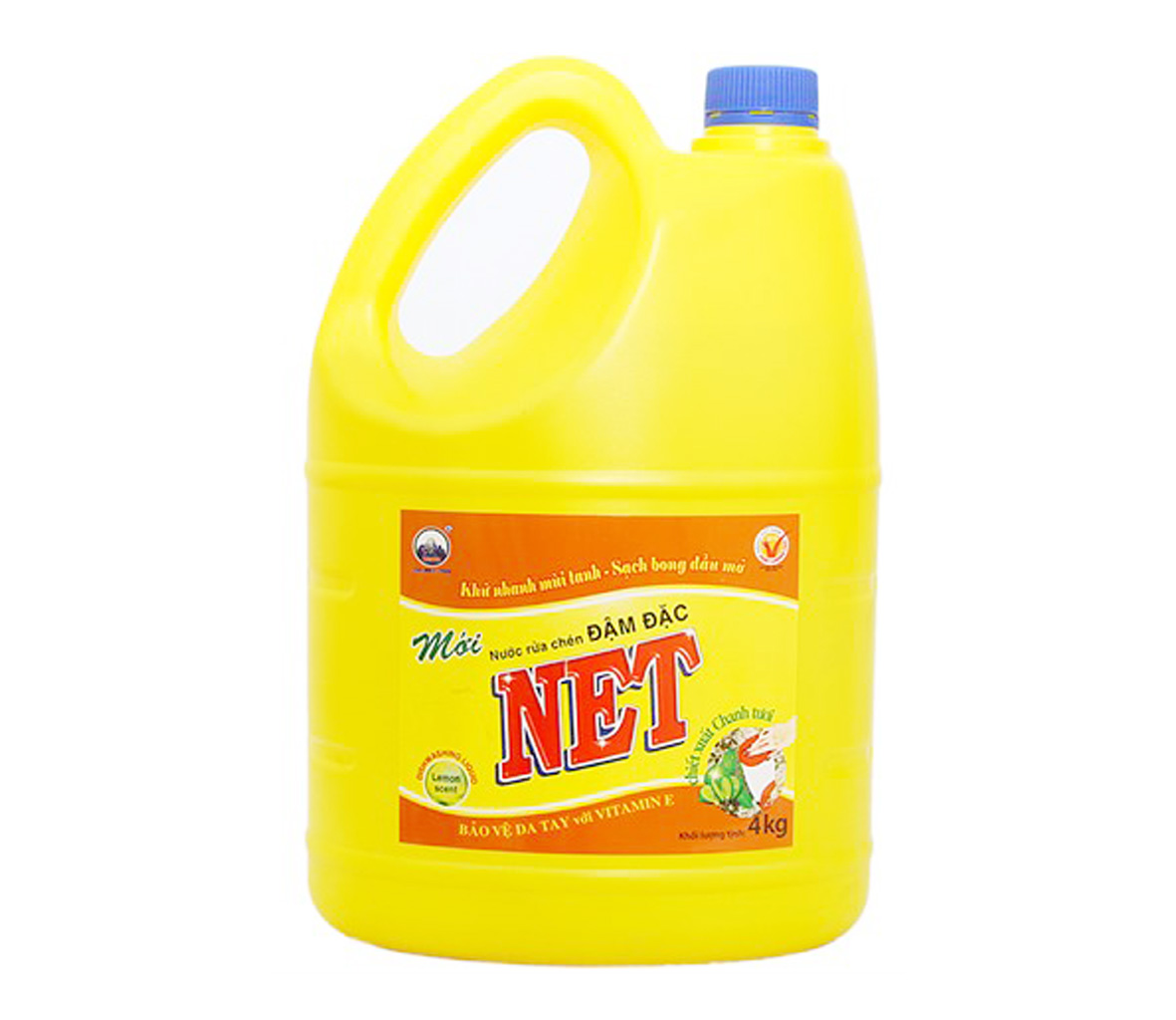Nước rửa chén Net Sạch Vitamin E hương Chanh can 1,5kg