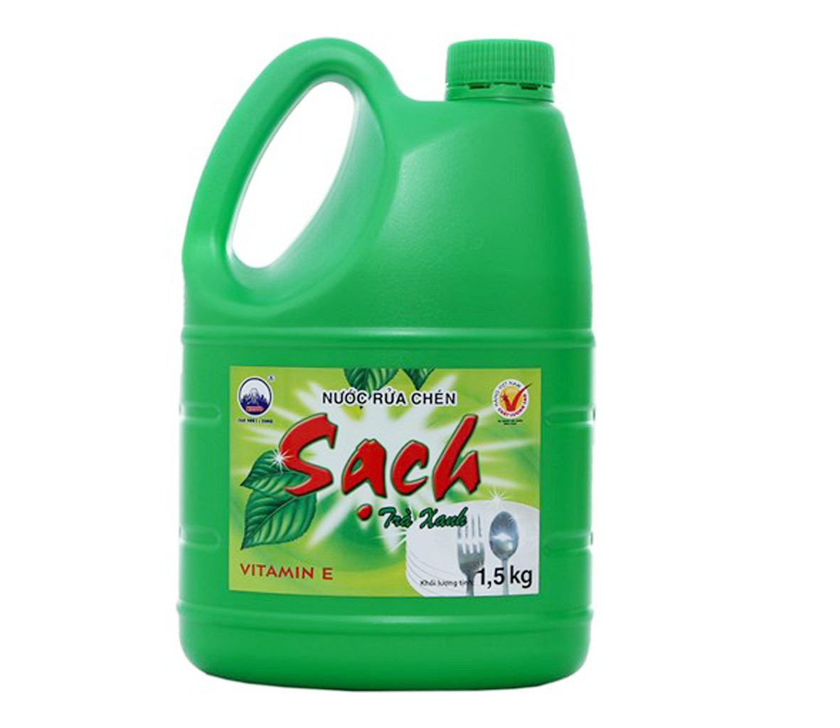 Nước rửa chén Net Sạch Vitamin E hương Trà xanh can 1,5kg