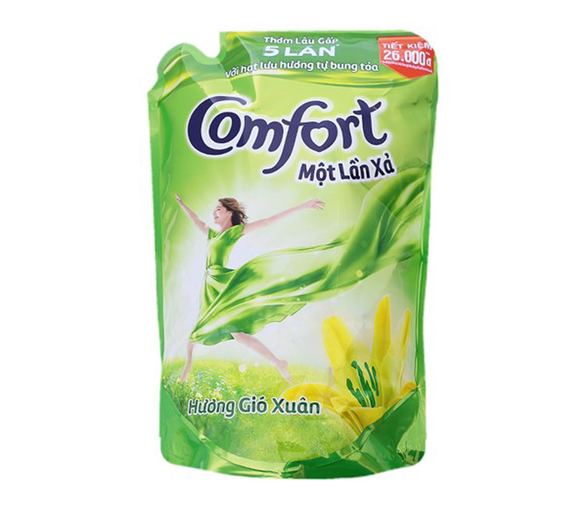 Nước xả vải Comfort Đậm đặc 1 lần xả hương Gió xuân túi 1,6lít