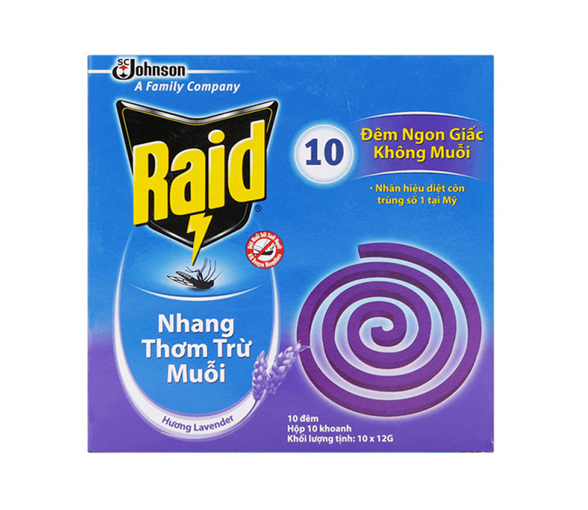 Nhang muỗi Raid hương Lavender (10 khoanh)