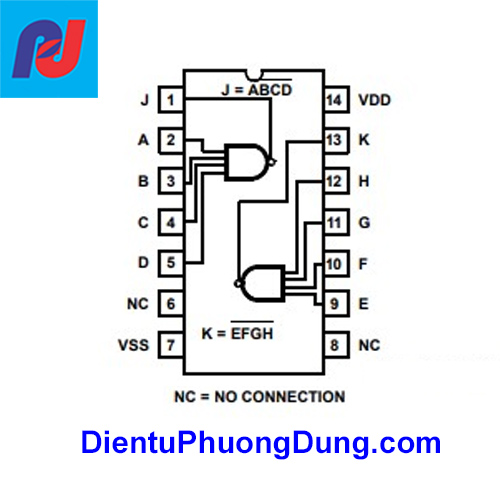 Sơ đồ chân CD4012 DIP14