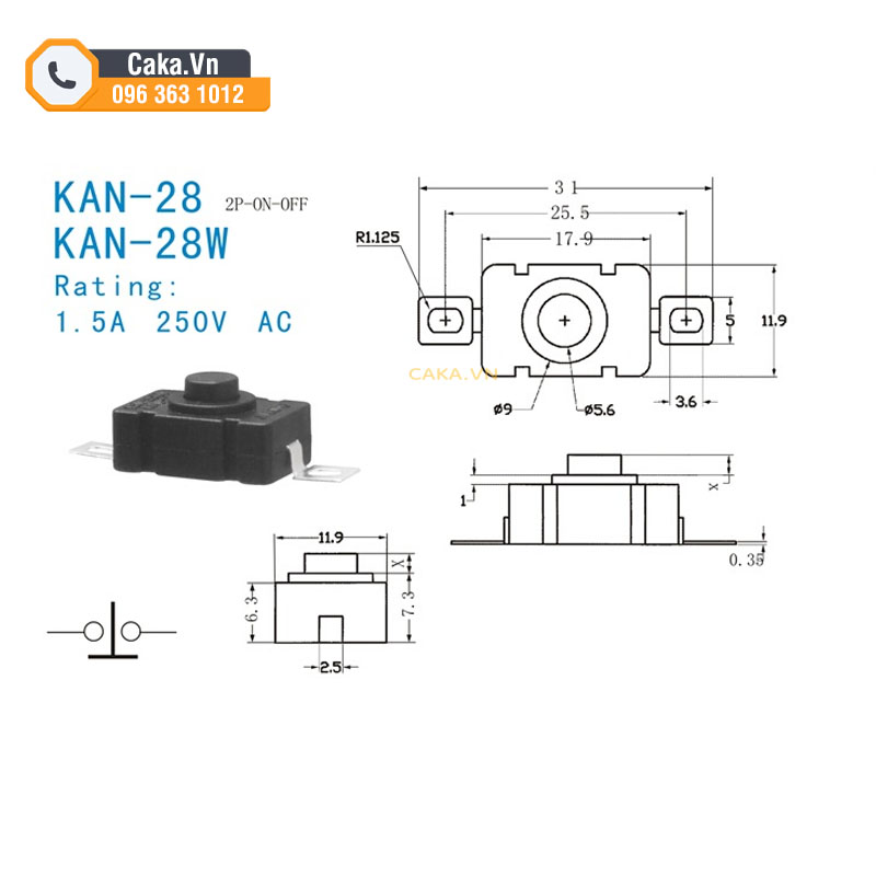 Công tắc nhấn bật tắt tự giữ dùng cho đèn pin