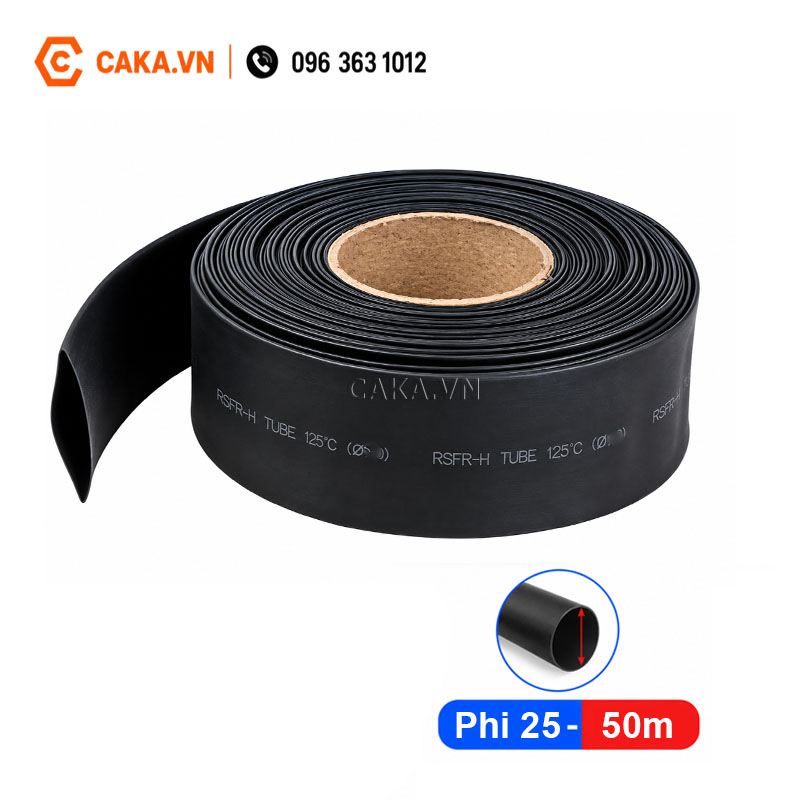 Ống co nhiệt 25mm cuộn 50m màu đen