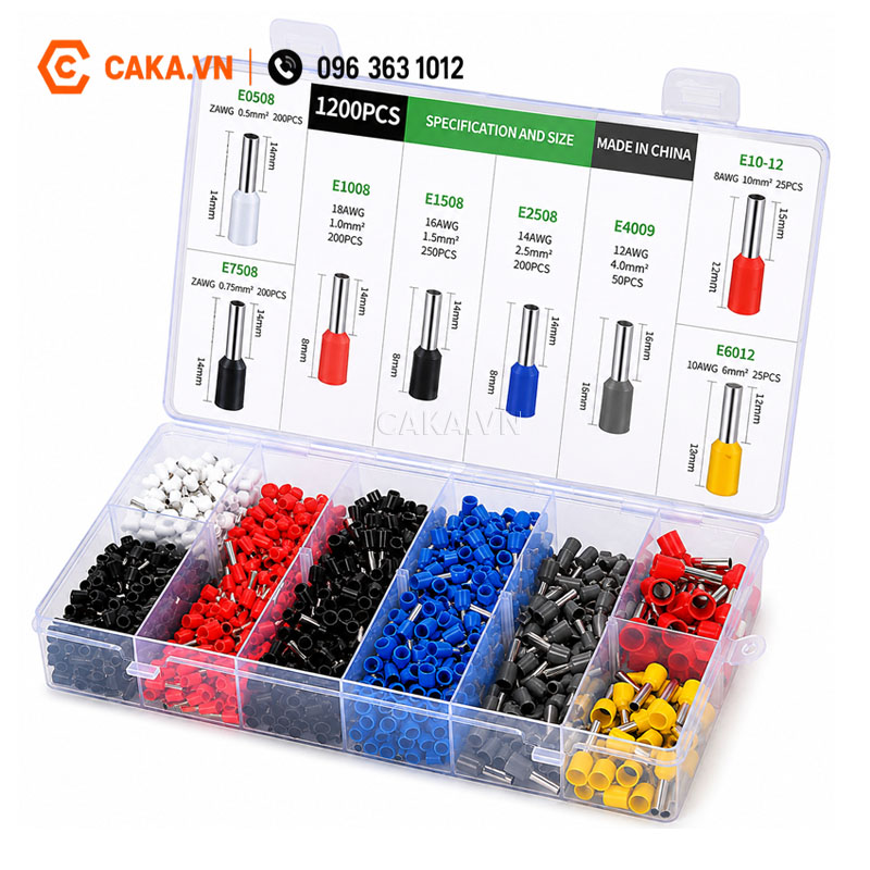 Bộ 1200 Đầu Cos Kim Rỗng Cách Điện