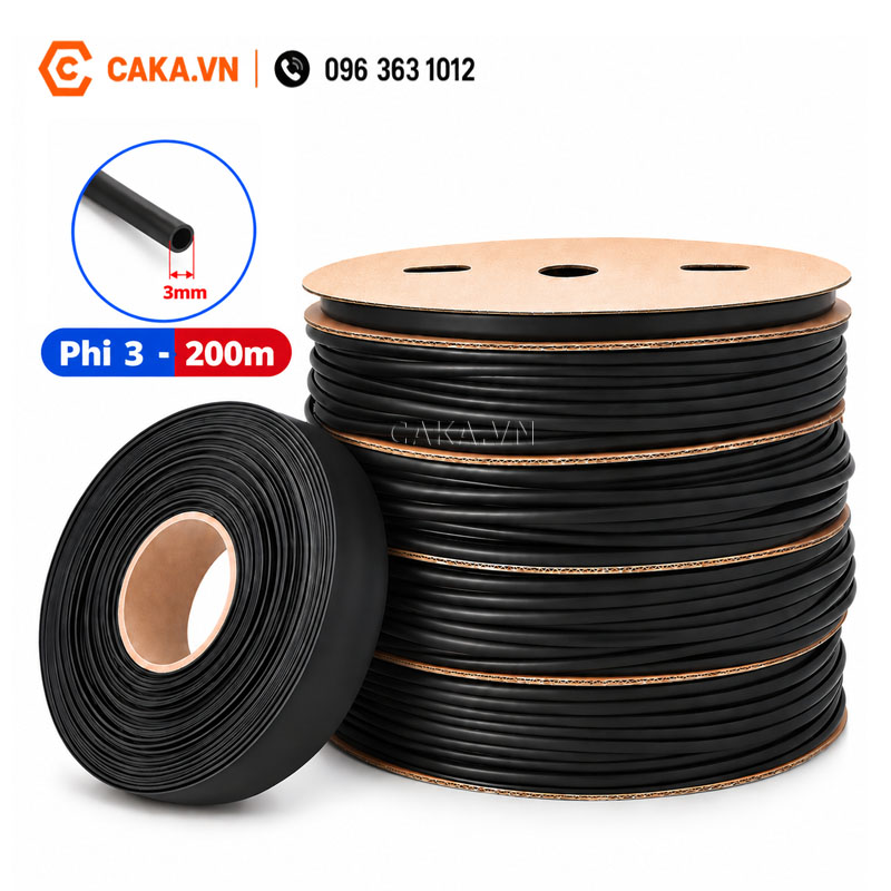 Ống co nhiệt 3mm cuộn 200m màu đen