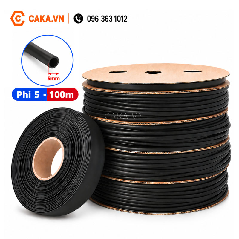 Ống co nhiệt 5mm cuộn 100m màu đen