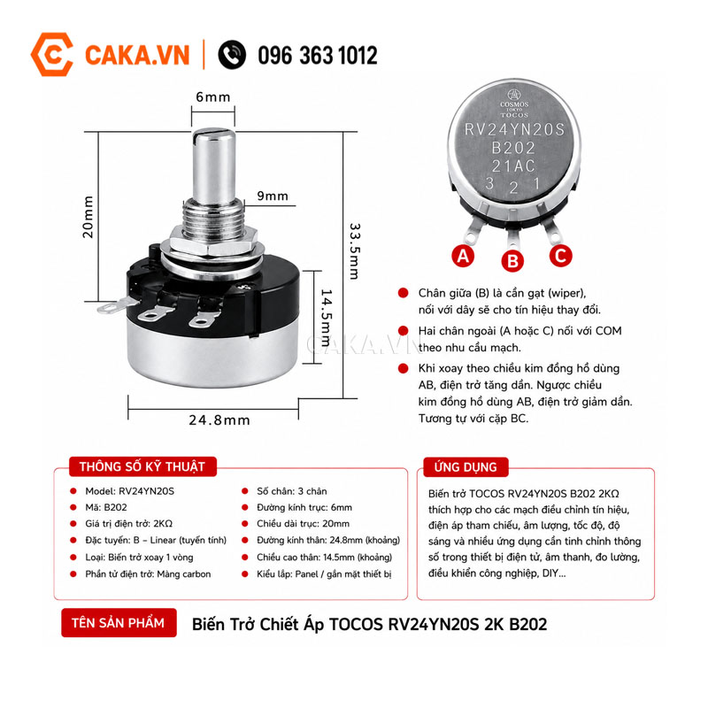 Biến Trở TOCOS RV24YN20S B202 2K