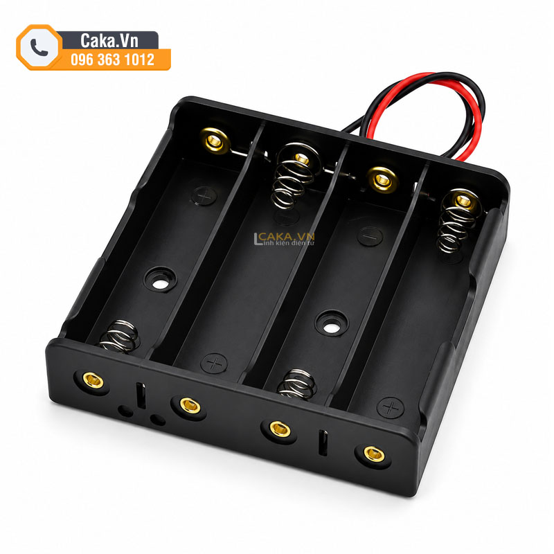 Đế 4 pin 18650 có dây đỏ đen mắc nối tiếp