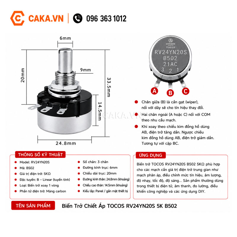 Biến Trở TOCOS RV24YN20S B502 5K