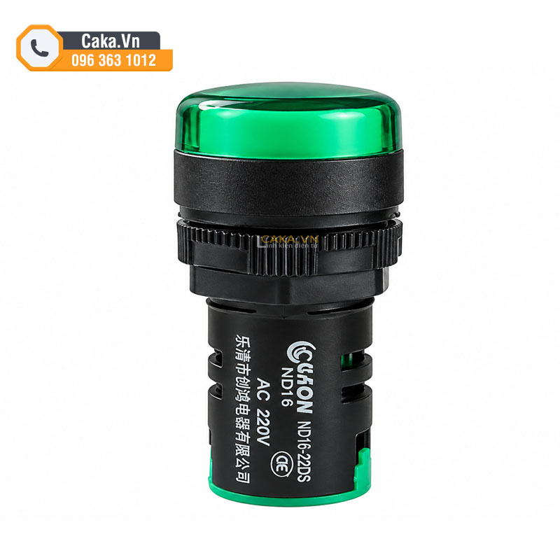 Đèn báo nguồn LED AD16-22DS phi 22mm 220V màu xanh lá