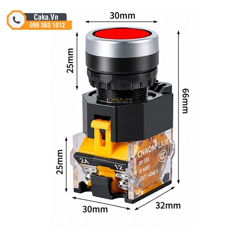 Nút nhấn giữ LA38-11T phi 22mm 10A màu đỏ