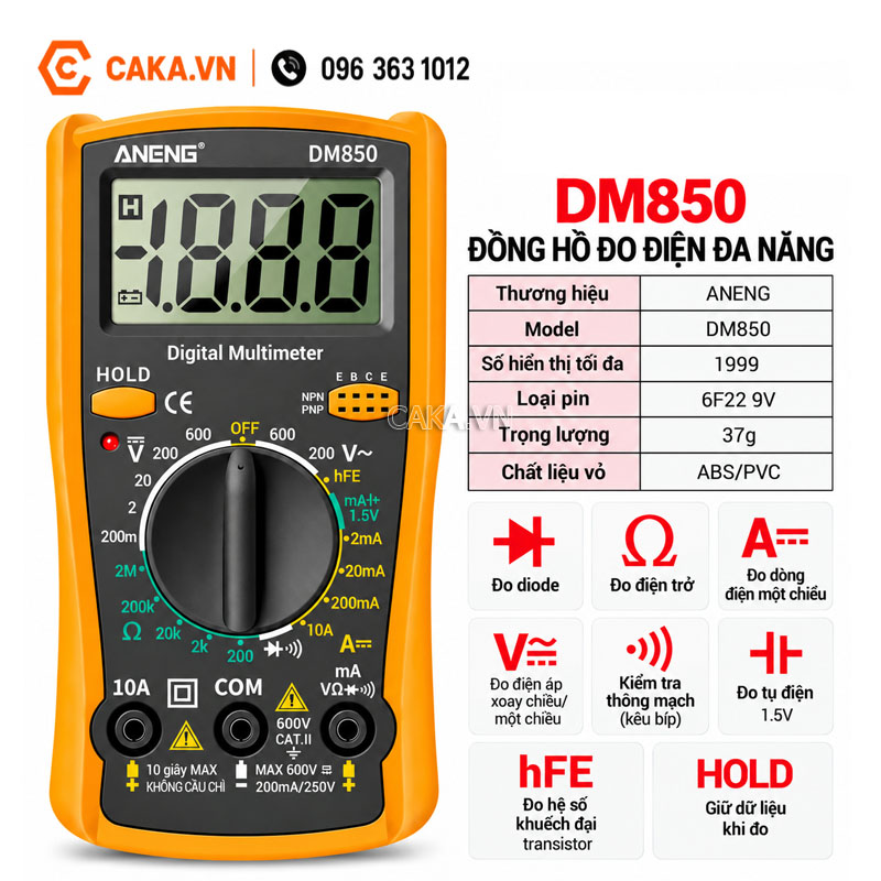Đồng hồ ANENG DM850 đo điện áp AC DC