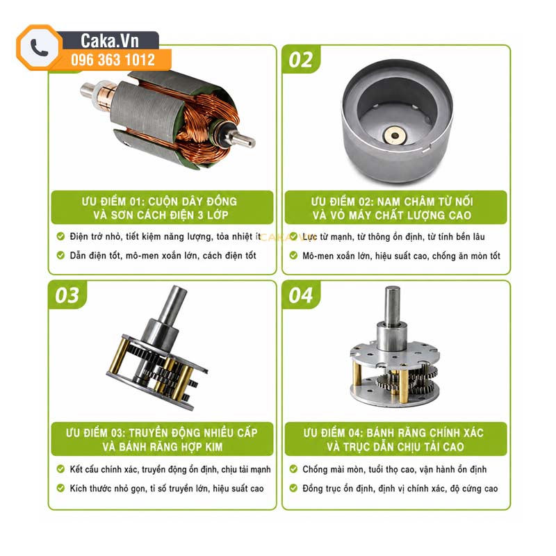 Cấu tạo động cơ giảm tốc JGB37-520 24V 45RPM