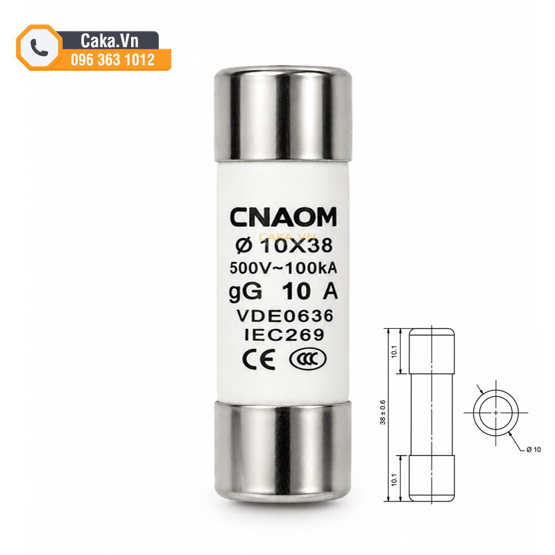 Cầu chì sứ 10A 10x38mm 500V R015