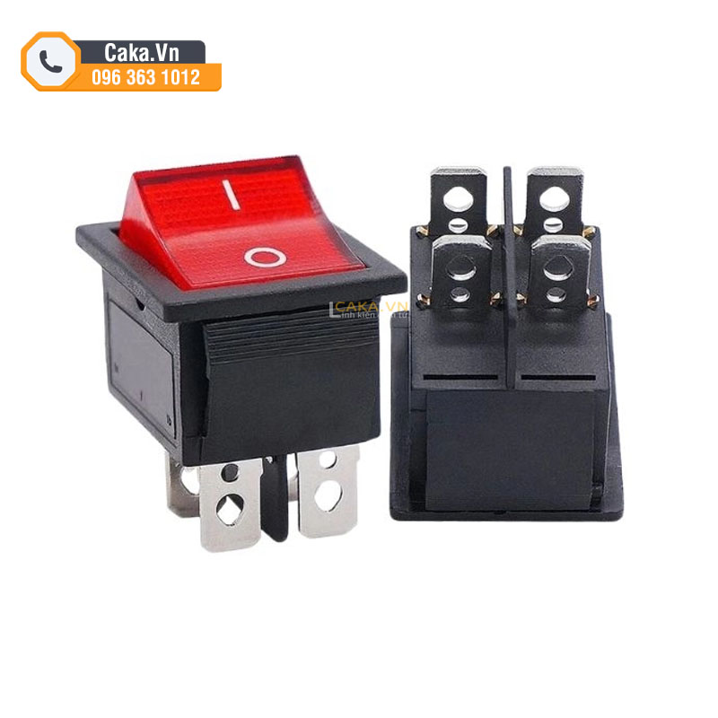 Công tắc bập bênh KCD4 16A 250VAC 4 chân màu đỏ