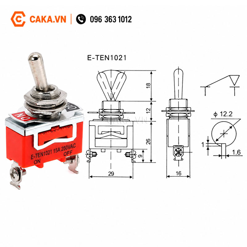 Công tắc gạt E-TEN1021 2 chân ON-OFF