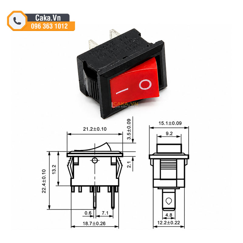 Công tắc ON OFF KCD1-101 kích thước 15x21mm