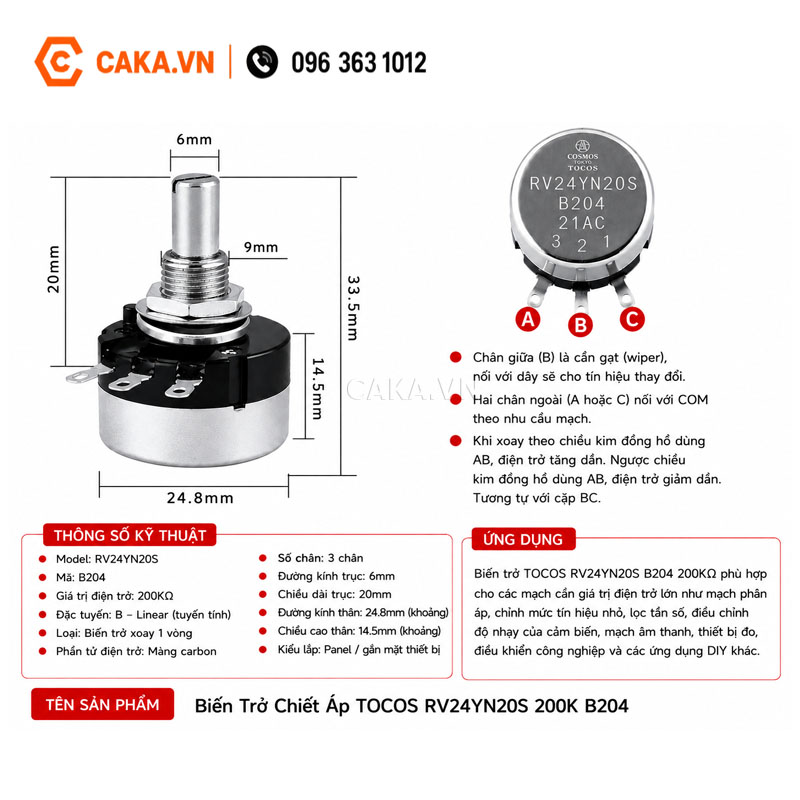 Biến Trở RV24YN20S B204 Giá Trị 200K