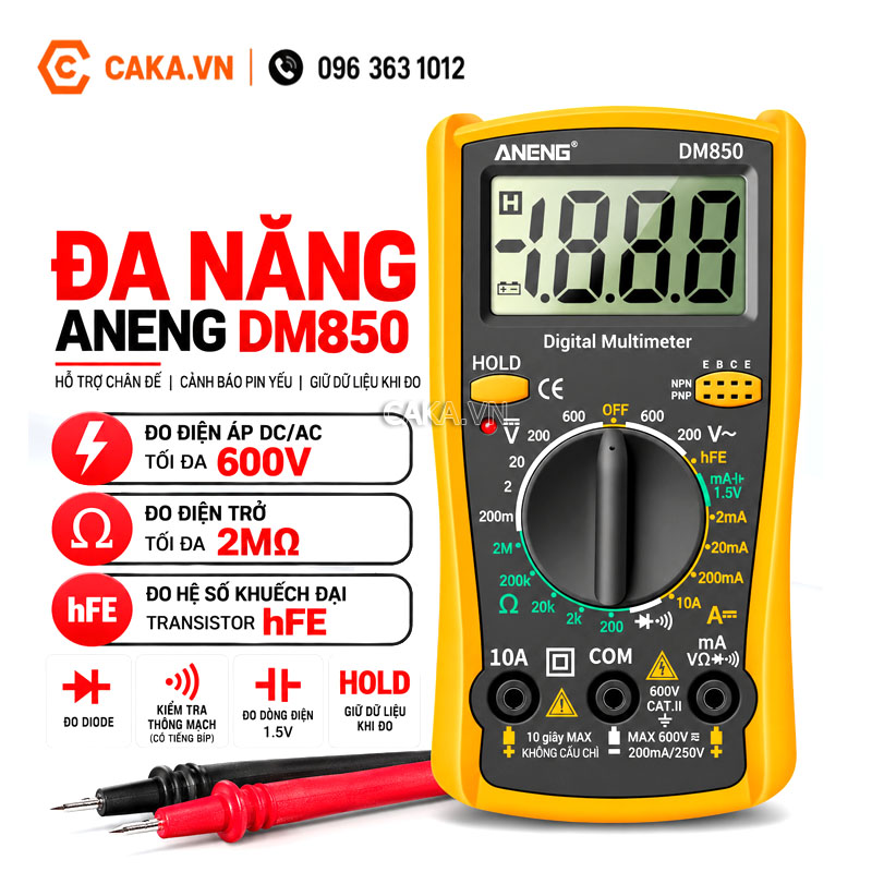 Đồng hồ ANENG DM850 đo điện áp AC DC 600V