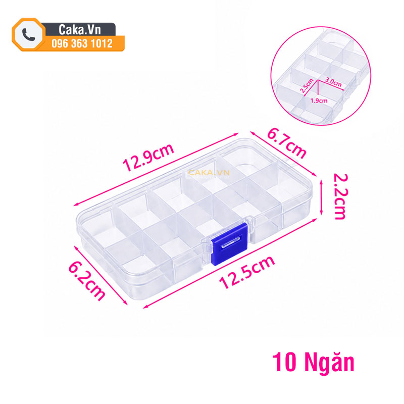 Hộp nhựa đựng linh kiện 10 ngăn trong suốt