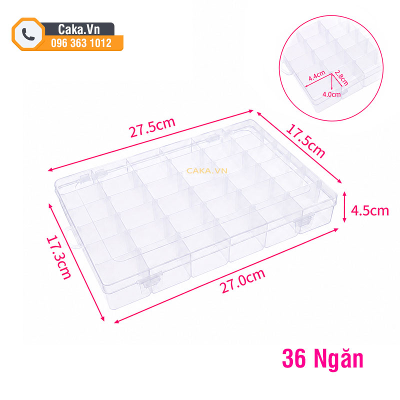 Hộp nhựa đựng linh kiện 36 ngăn trong suốt