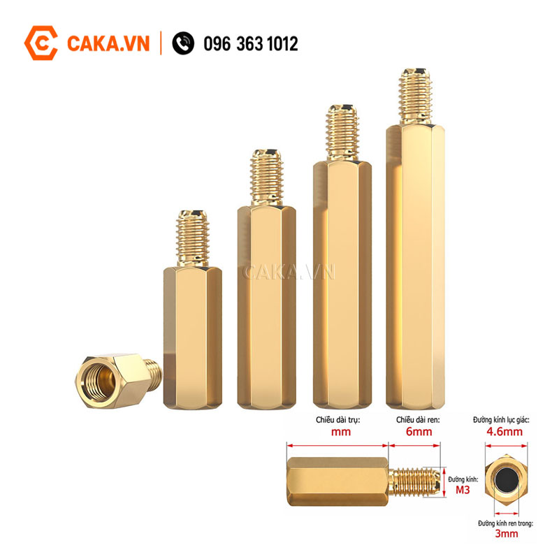Cọc Đồng M3 Đực Cái Đỡ PCB