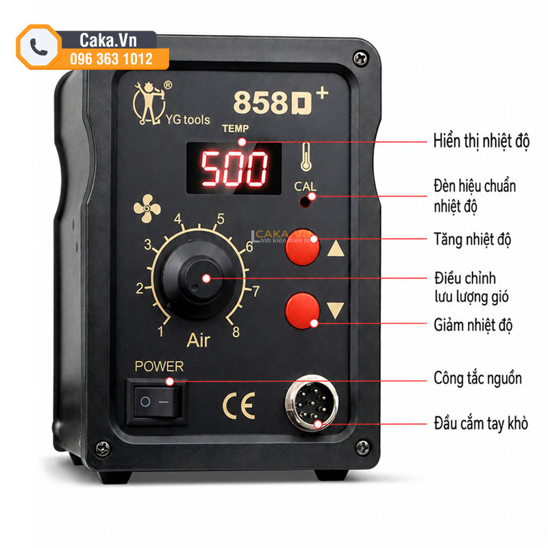 Máy khò 858D+ 700w dùng sửa chữa bo mạch điện tử