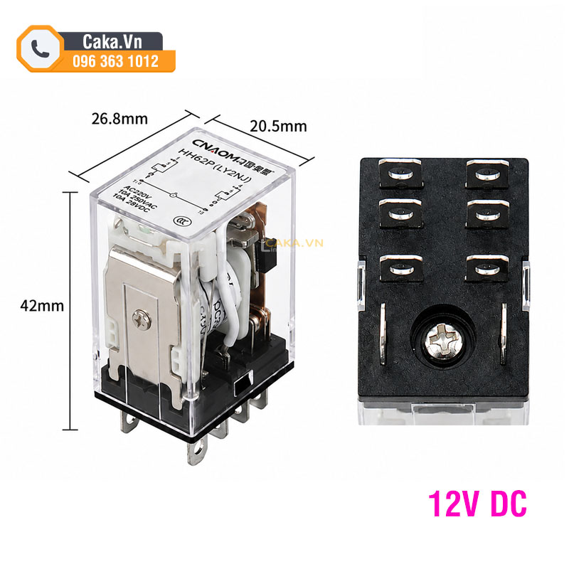 Relay trung gian LY2NJ 8 chân DC12V 10A có đèn