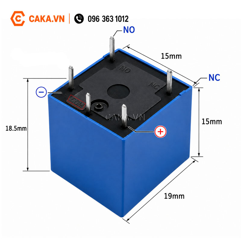Kích thước và sơ đồ chân rơ le SRD 12V