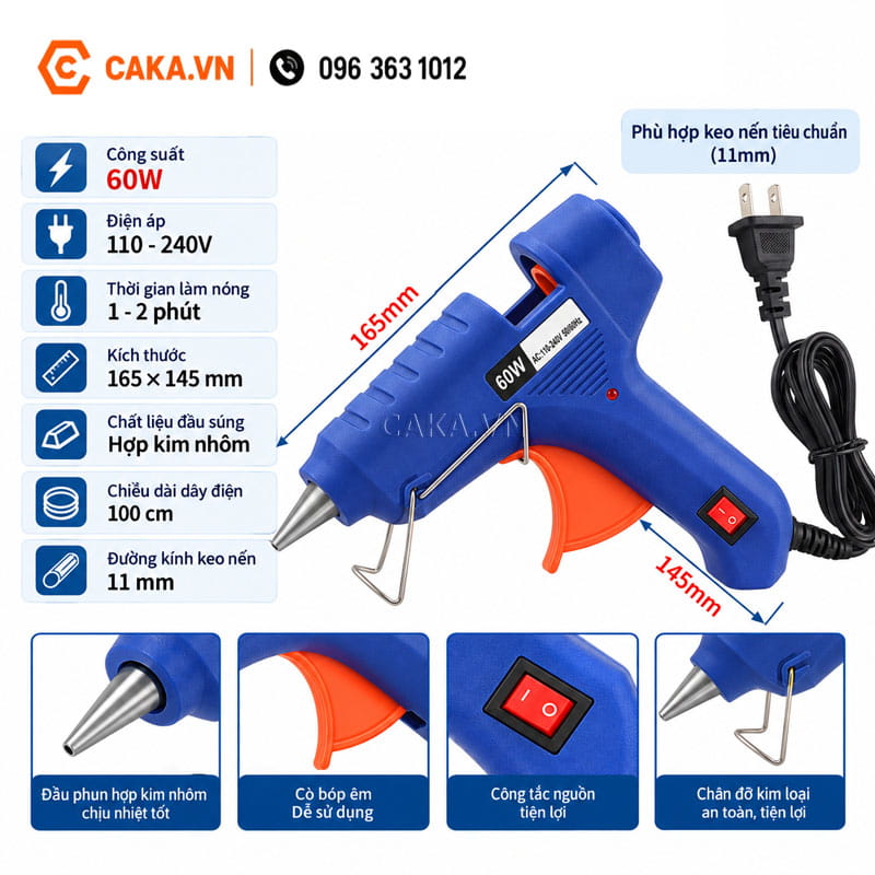 Súng keo nóng 60W dùng sửa chữa và DIY