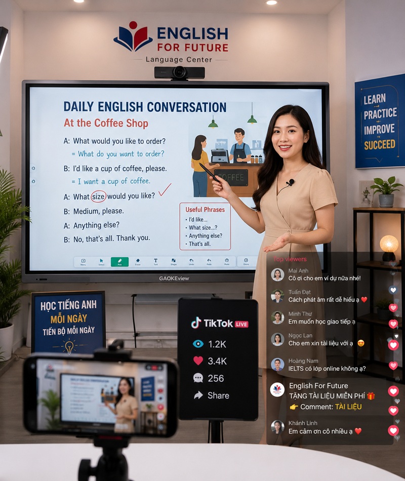 màn hình tương tác GAOKEview dạy học online trên Tiktok