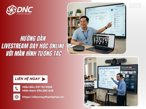 lớp học trực tuyến với màn hình tương tác 