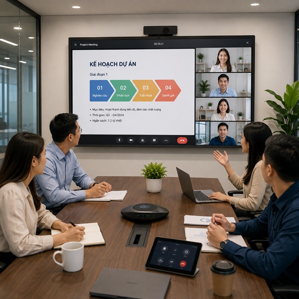 màn hình tương tác họp trực tuyến