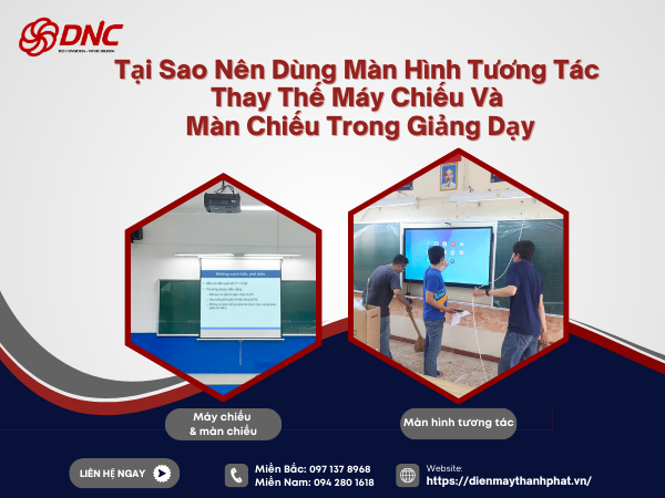 tại sao nên dùng màn hình tương tác thay thế máy chiếu và màn chiếu