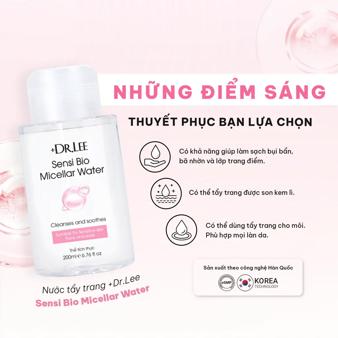 Nước Tẩy Trang Dưỡng Ẩm +Dr.lee Sensio Bio Micellar Water