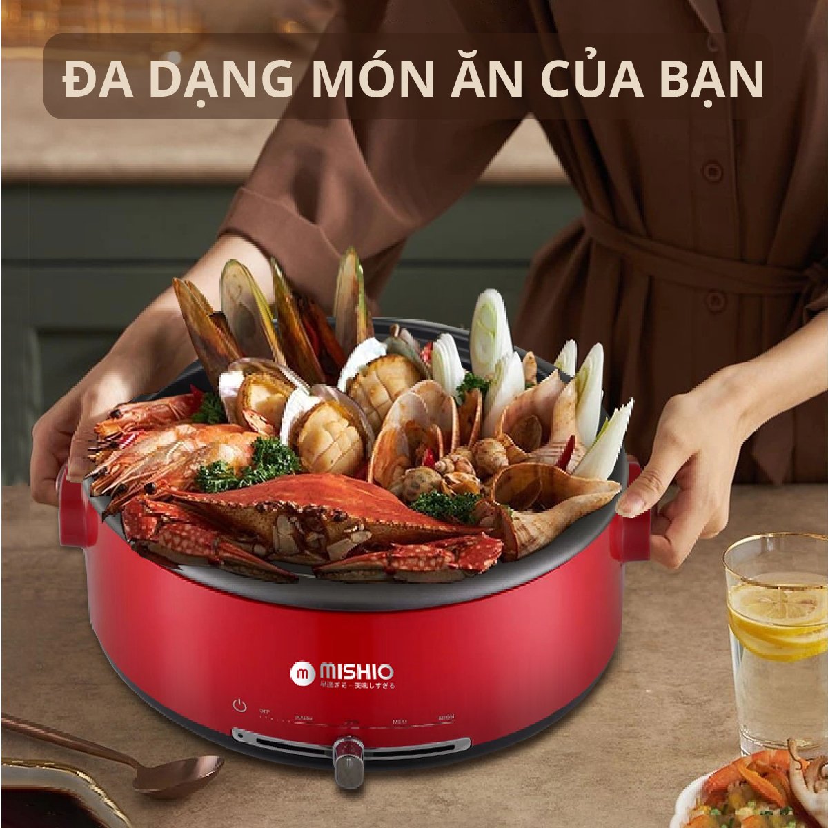 Nồi Lẩu Điện Lòng 4L Có Thể Tách Rời Mishio MK348