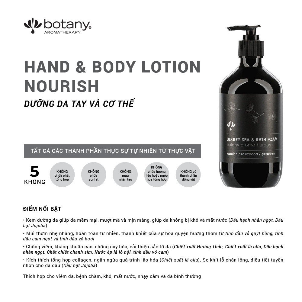Sữa dưỡng ẩm toàn thân giúp da sáng mịn Botany 500ml