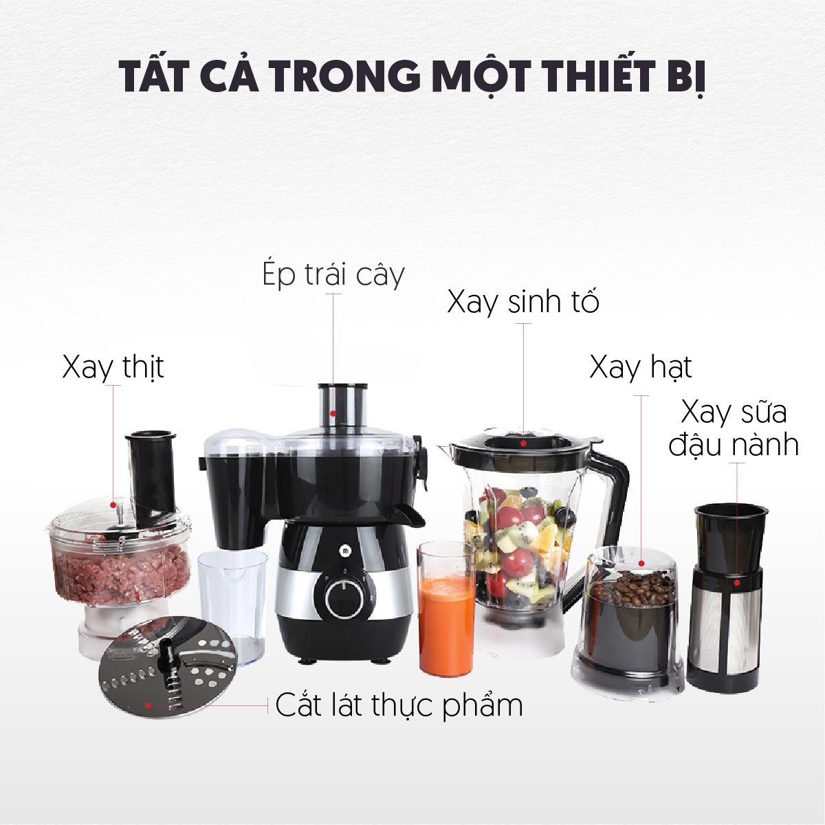 Máy Xay Ép Đa Năng 7 Trong 1 Mishio MK323