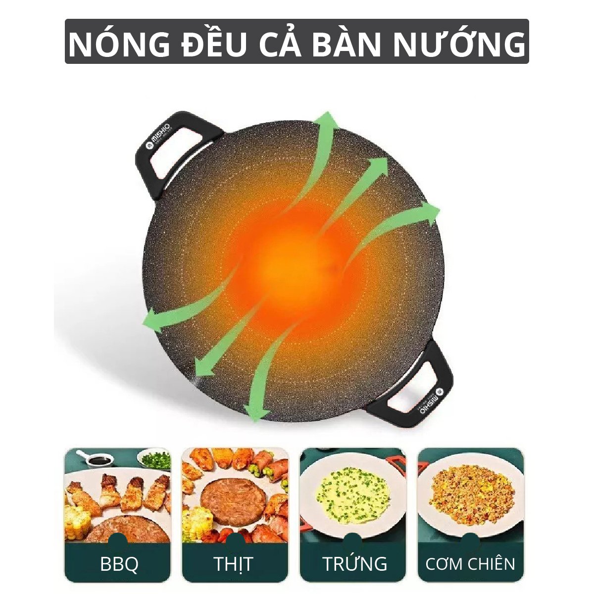 Bàn Nướng Đá Tròn 36cm Mishio MK347 Kiểu Dáng Hàn Quốc