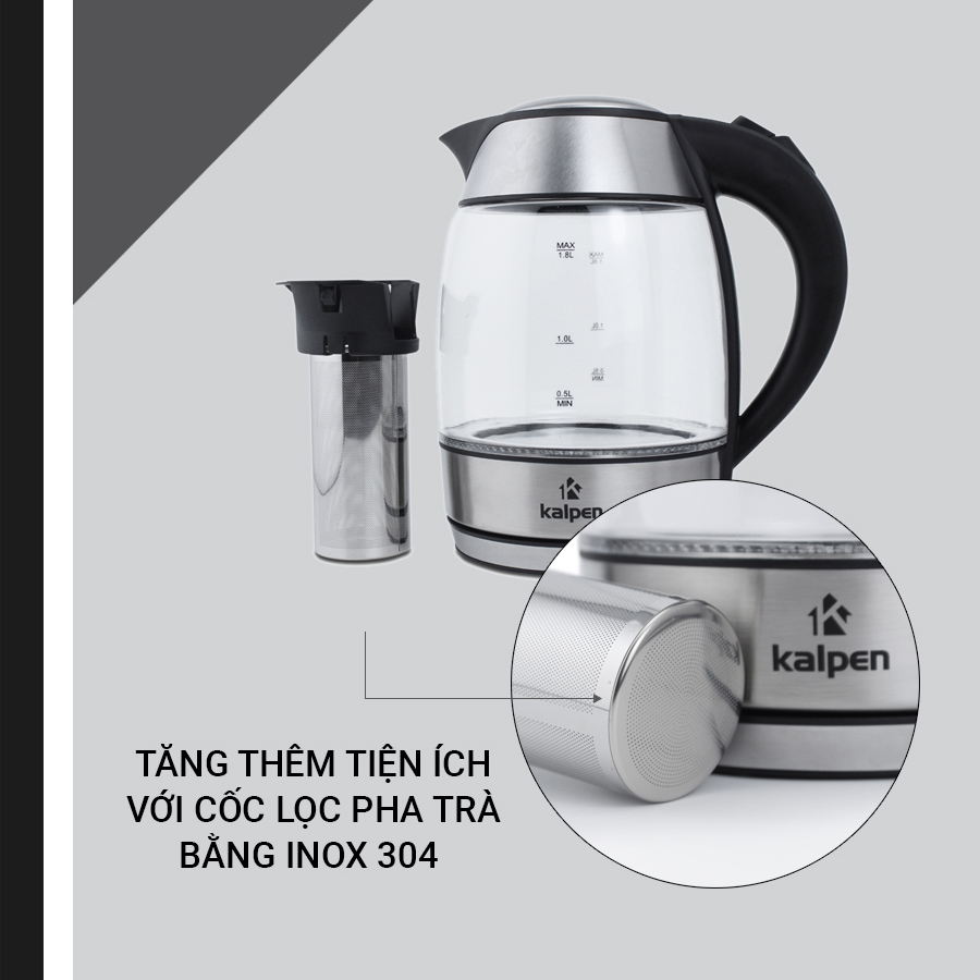 Ấm Đun Nước Siêu Tốc Thủy Tinh Kalpen KK66