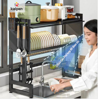 Kệ Chén Bát Trên Bồn Rửa Có Nắp Đậy Kalpen