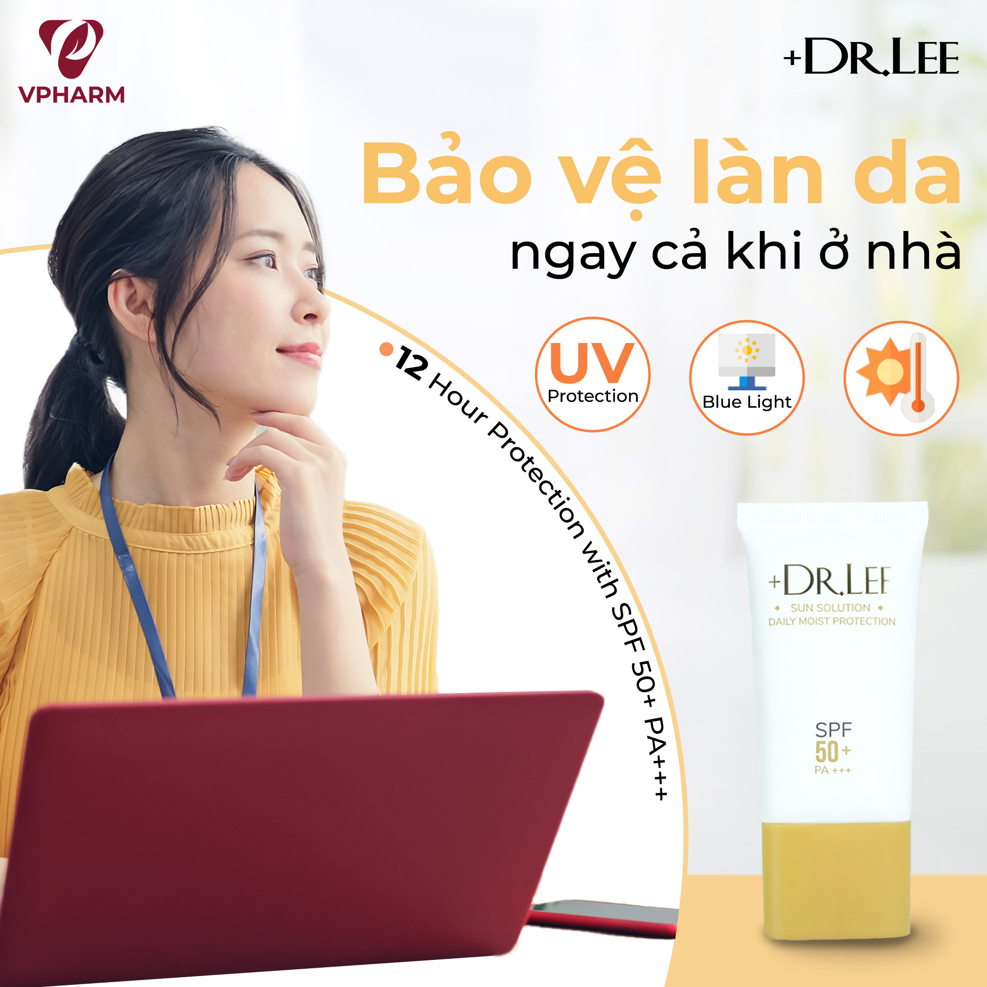 Kem chống nắng, dưỡng ẩm +Dr.Lee Sun Solution Daily Moist Protection SPF 50+ và PA+++