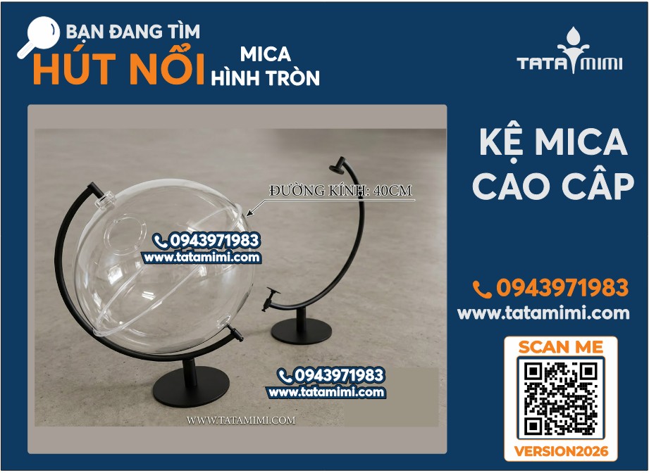Hút nổi bán cầu mica 60cm, 80cm, 99cm – Nhận làm từ 10cm đến 2 mét theo yêu cầu