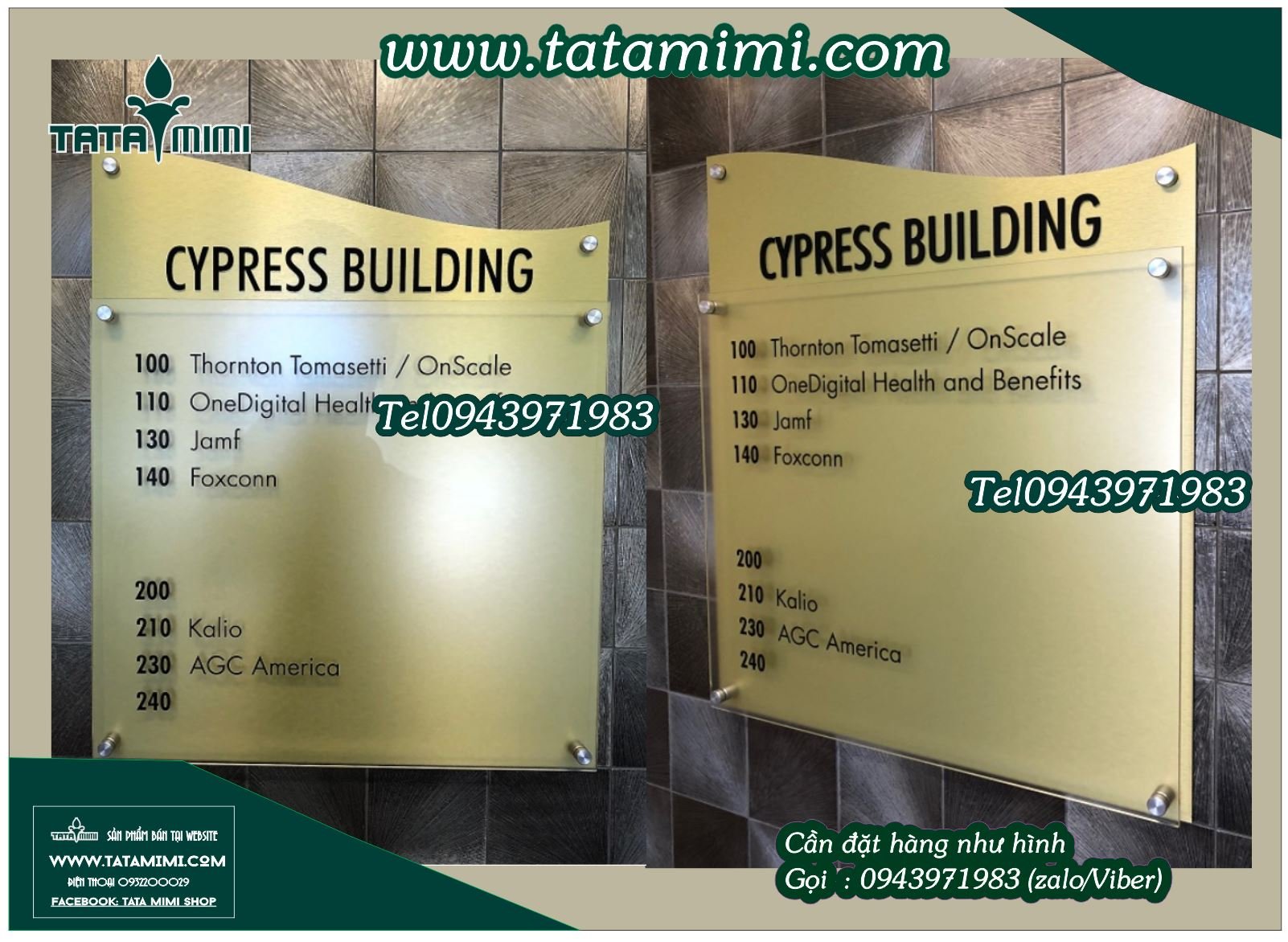 Biển chỉ dẫn tòa nhà ghép từ các tấm mica