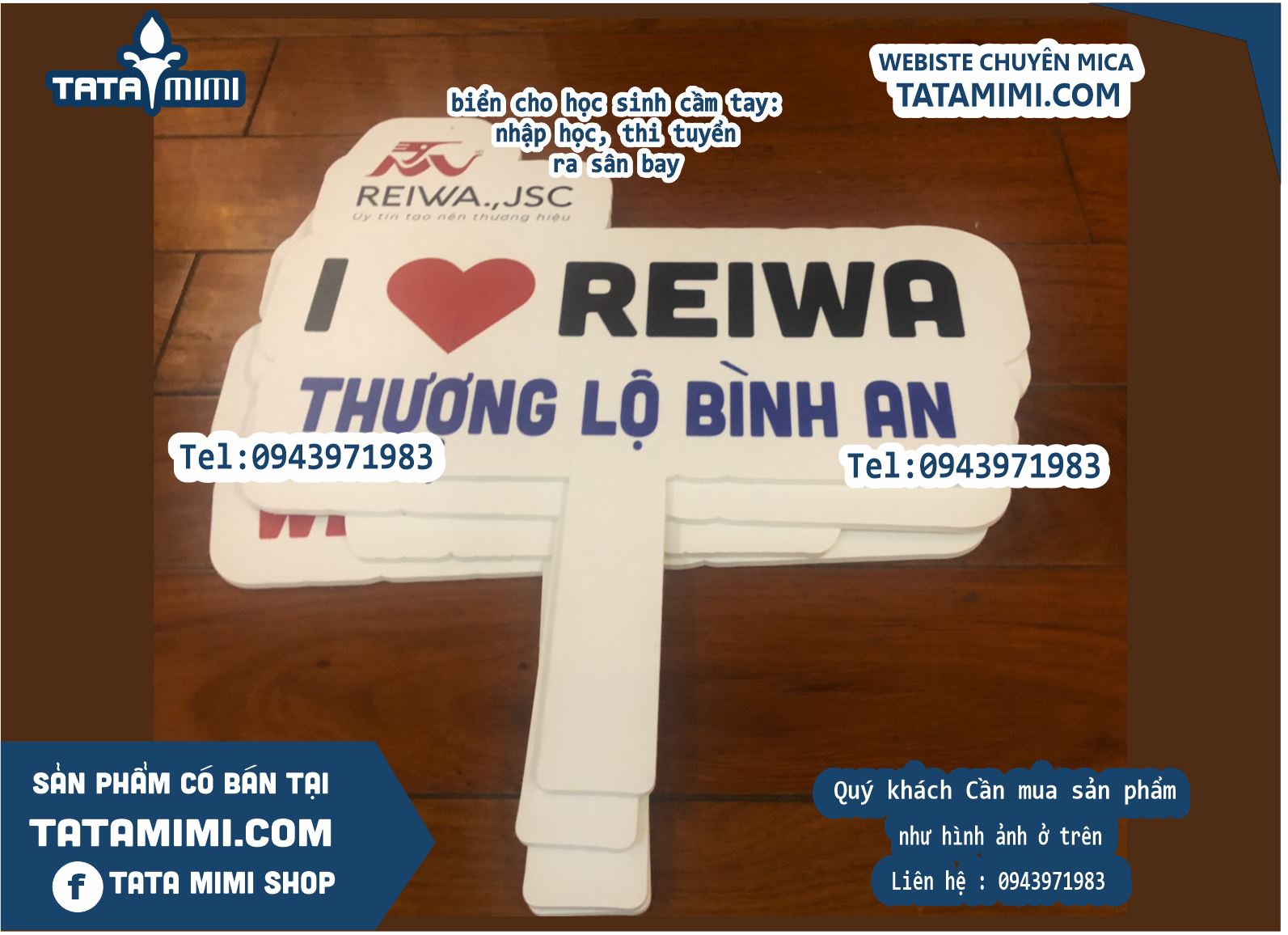 Biển cầm tay chụp ảnh bồi decal