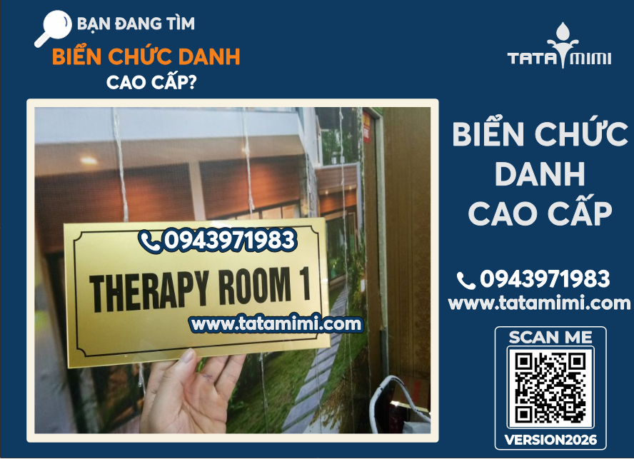 Biển chức danh Therapy Room 1 – Mica vàng cao cấp